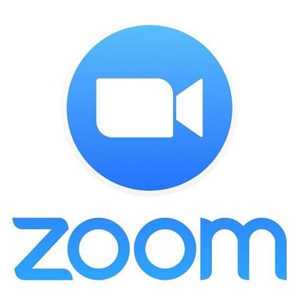 Zoom application icon. A video camera in a blue circle with the word zoom underneath