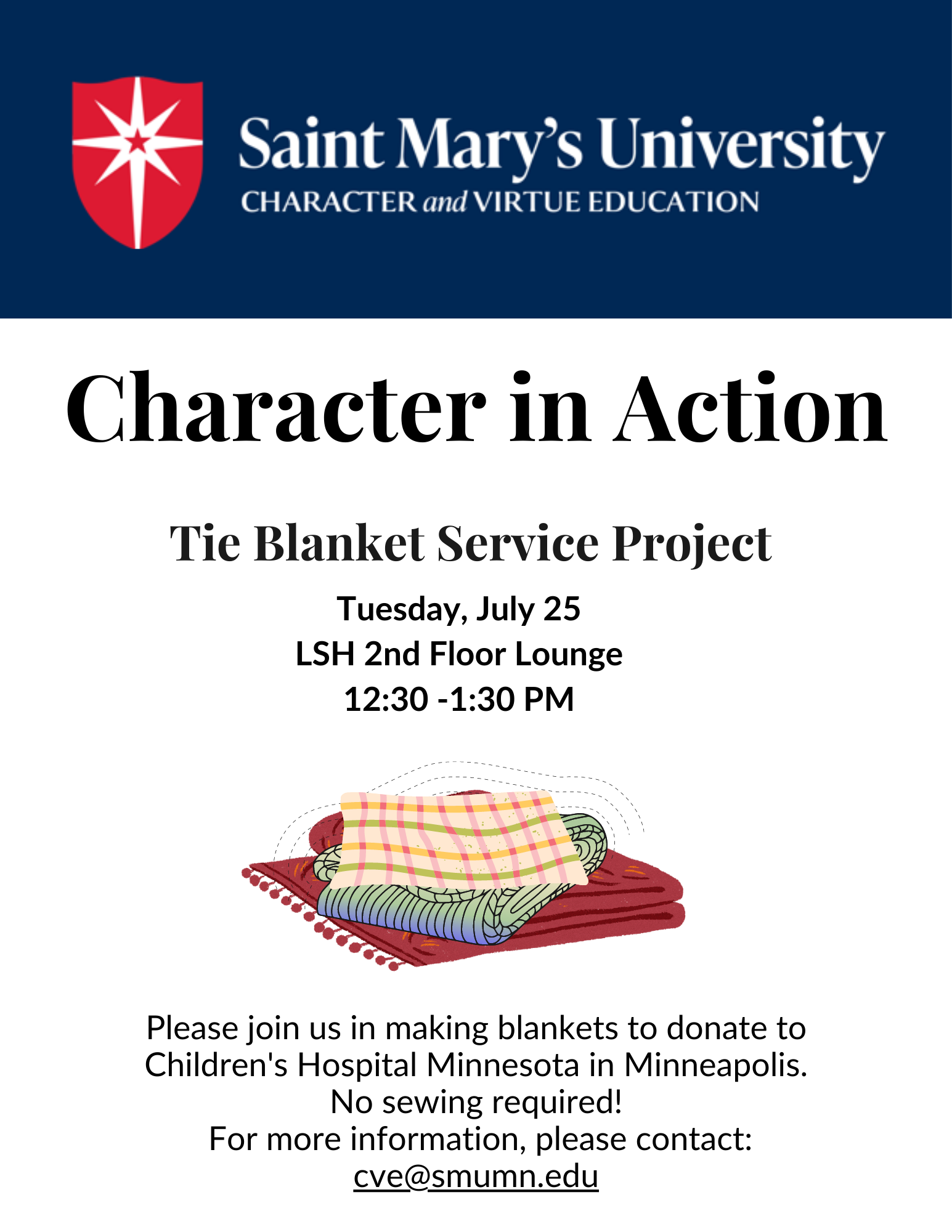 Announcement:  Character in Action Blanket Service Project