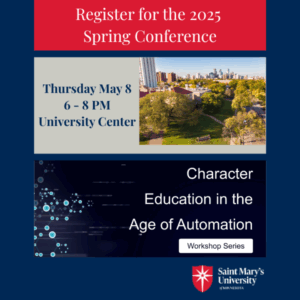 Spring conference flyer with the university logo, a photograph of the Minneapolis campus, and logistical information included in the post.