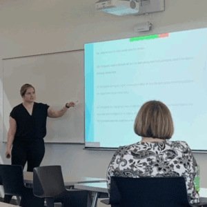 Image of student giving a presentation