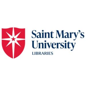 Images shows Saint Mary's logo in red with navy text reading, Saint Mary's University Libraries.