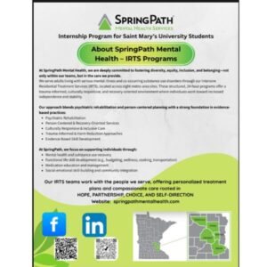 An image of the front page of the flyer with information about SpringPath's IRTS Programs, their approach, and a link to their website.