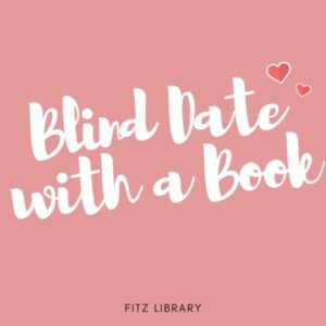 Image features a coral pink background with white text, Blind Date with a Book."
