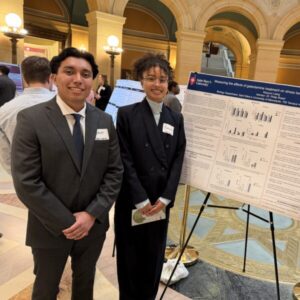 SMU Seniors Javier Rodriguez Cifuentes and Xiaoyun Liang