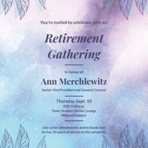 Invitation to retirement celebration for Ann Merchlewitz