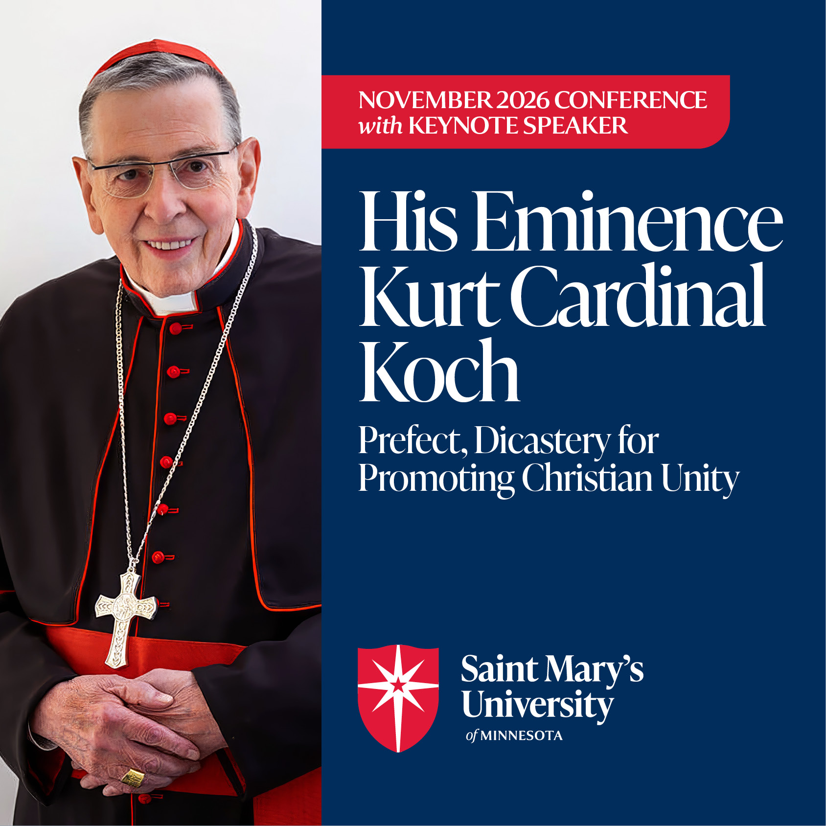 Flyer for the November Symposium with a headshot of Cardinal Koch, Prefect, Dicastery for Promoting Christian Unity